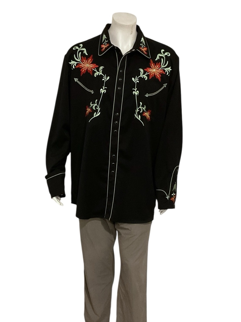 Scully Men's Black Western Embroidered Shirt